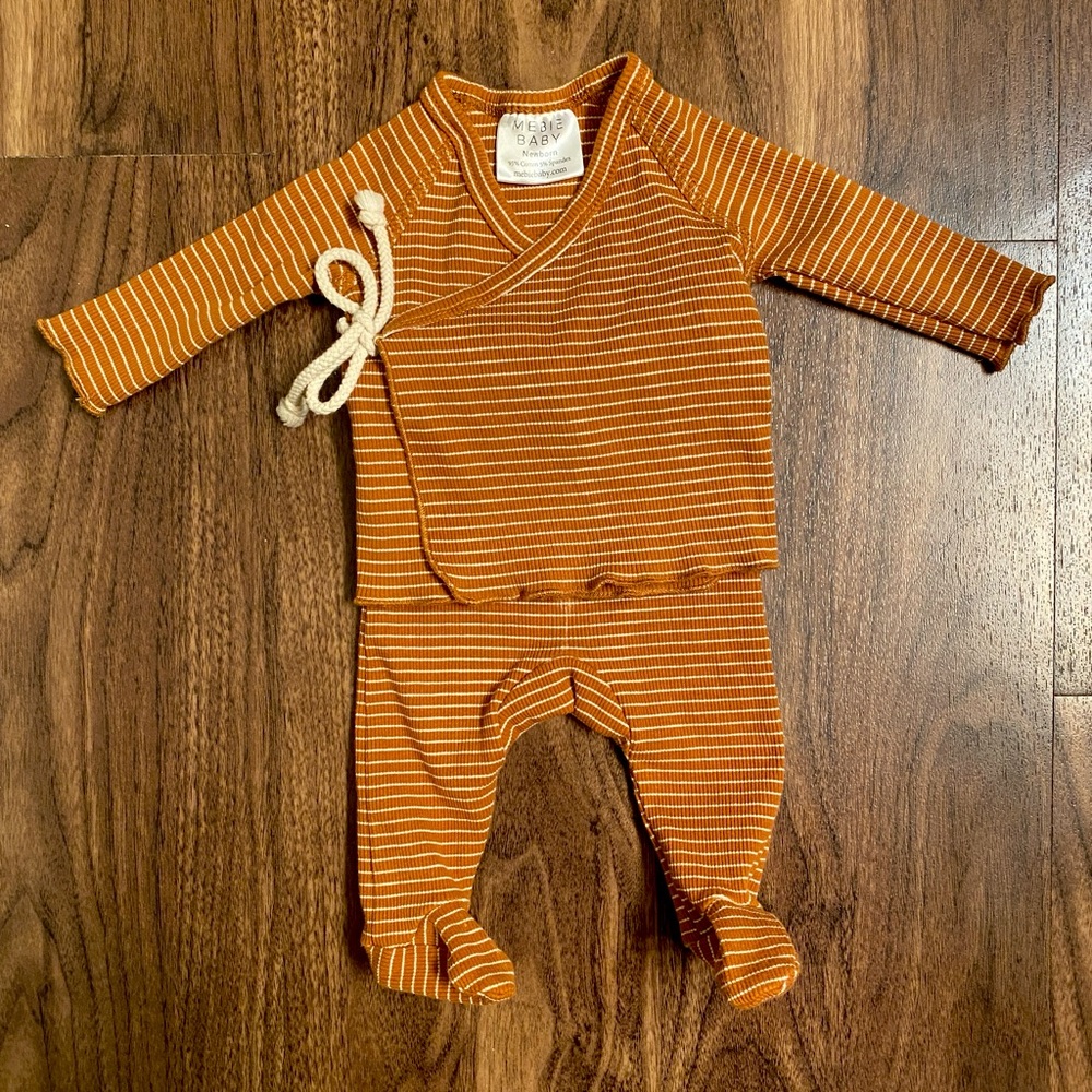 Mebie Baby Rust & White Cotton Layette Set- Size: Newborn